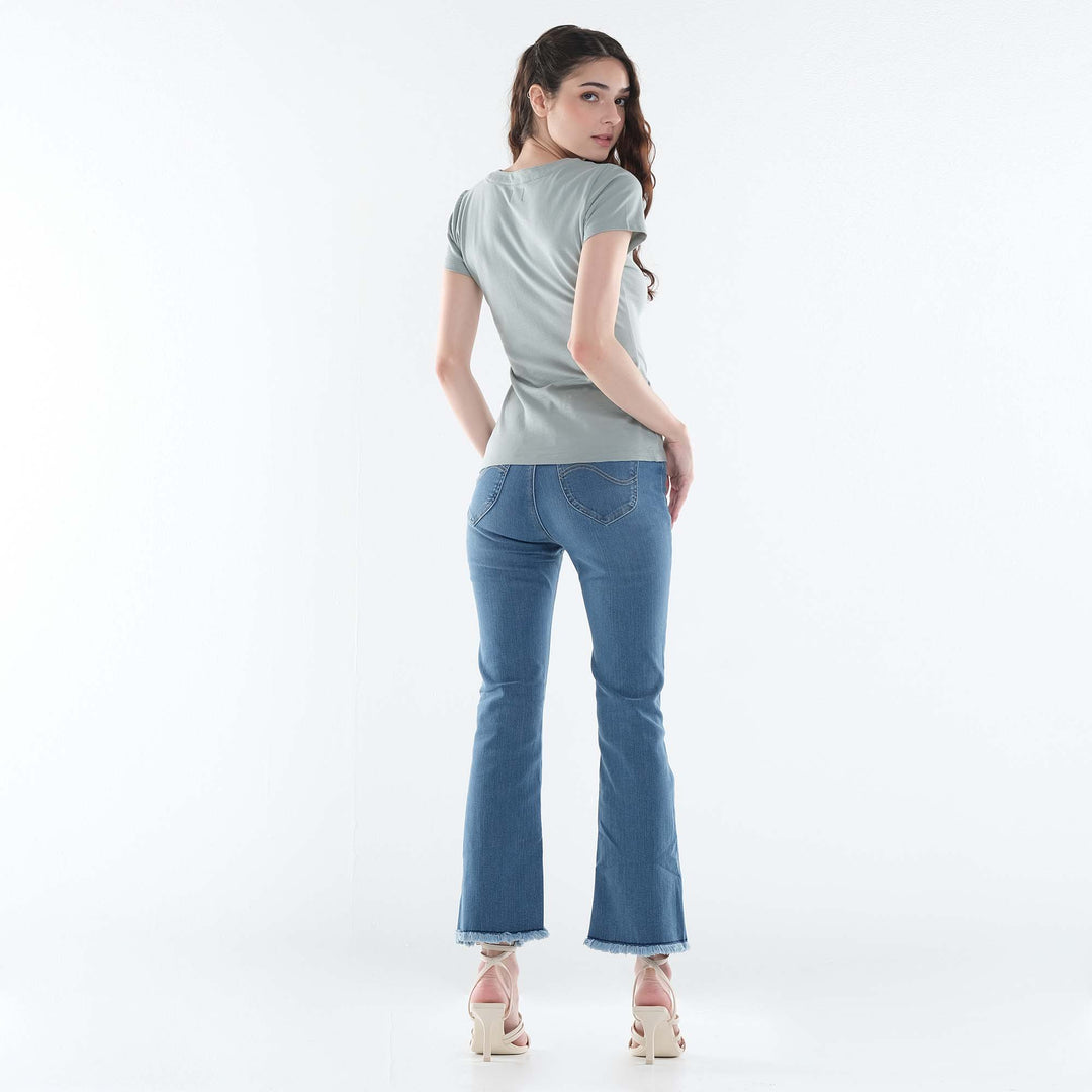 LEE LADIES U-NECKLINE WITH MANDARIN COLLAR TEE