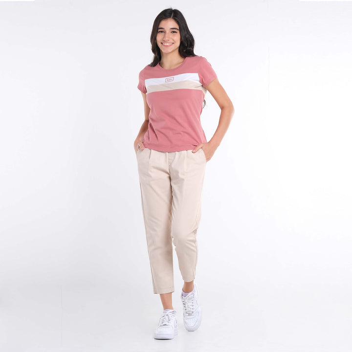 LEE LADIES ROUND NECK PANEL TEE