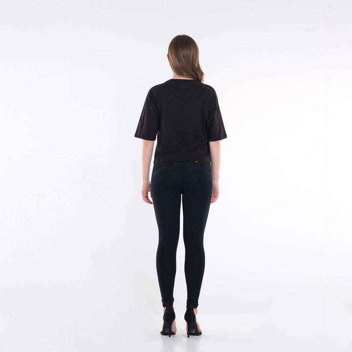 LEE LADIES LOOSE CROPPED TEE; TWO-TONED COLORED PRINT