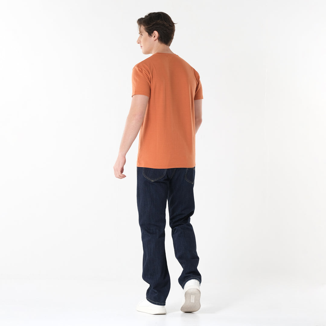 Lee Men's Missed Lycra Round Neck T-shirt With High Density Logo Print