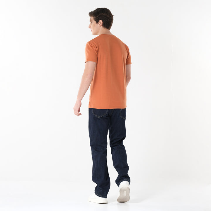 Lee Men's Missed Lycra Round Neck T-shirt With High Density Logo Print