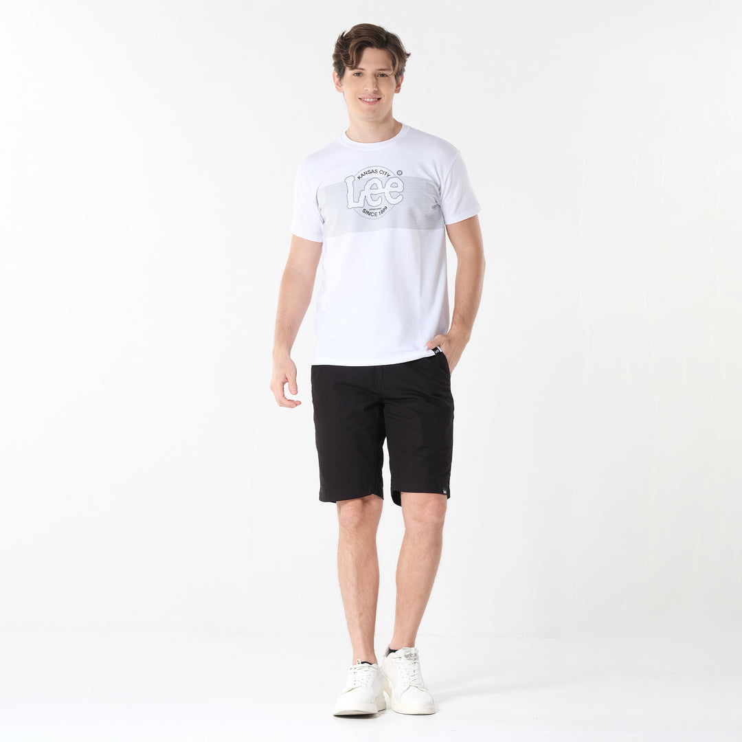 Lee Men's Missed Lycra Round Neck T-shirt With High Density Logo Print