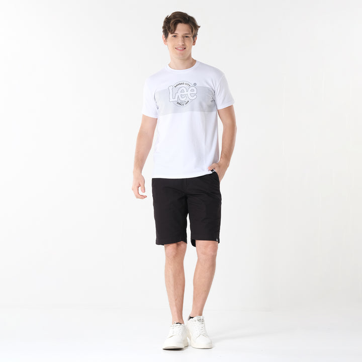 Lee Men's Missed Lycra Round Neck T-shirt With High Density Logo Print
