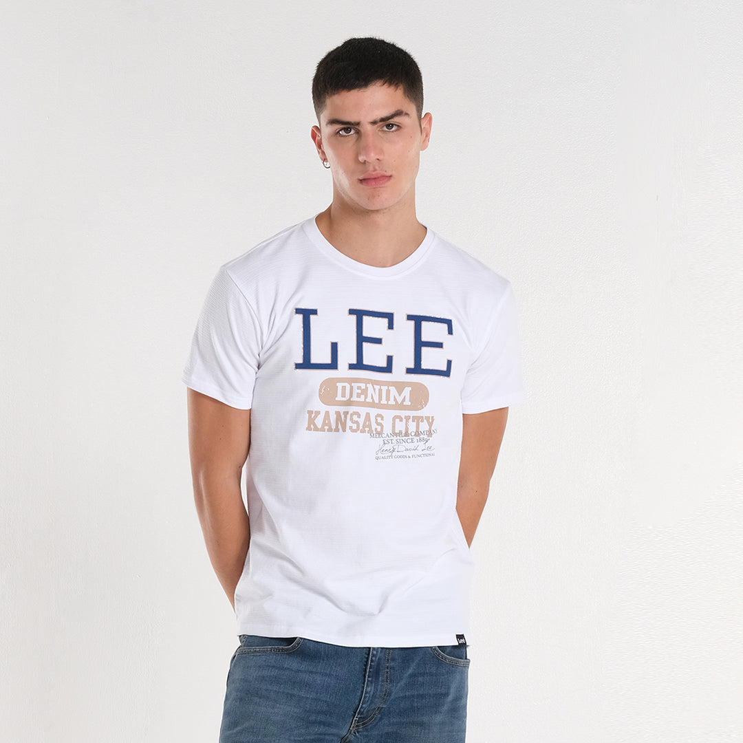 MENS PRINTED SCRIPT LOGO TEE