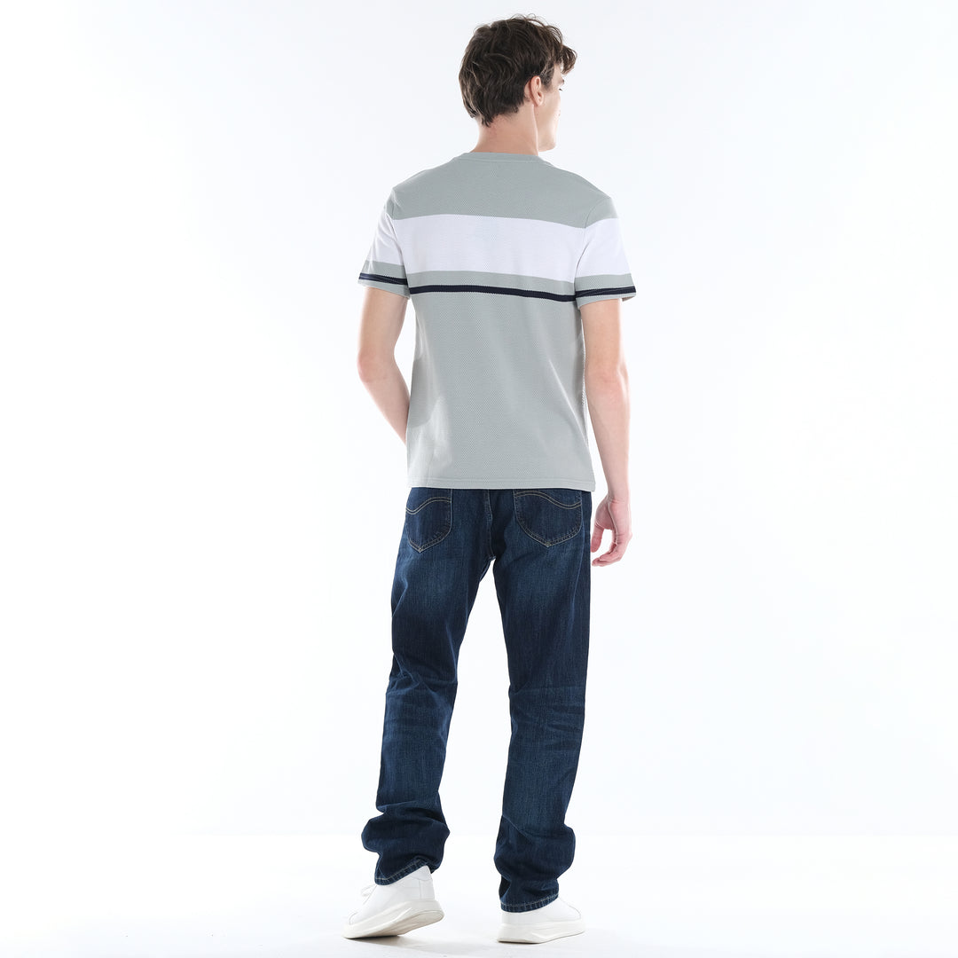 LEE MENS ROUND NECK; POPCORN STRIPES FABRIC