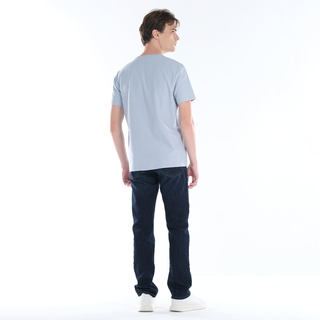 LEE MENS ROUND NECK ZIGZAG TEXTURED FABRIC WITH EMBOSSED PRINT
