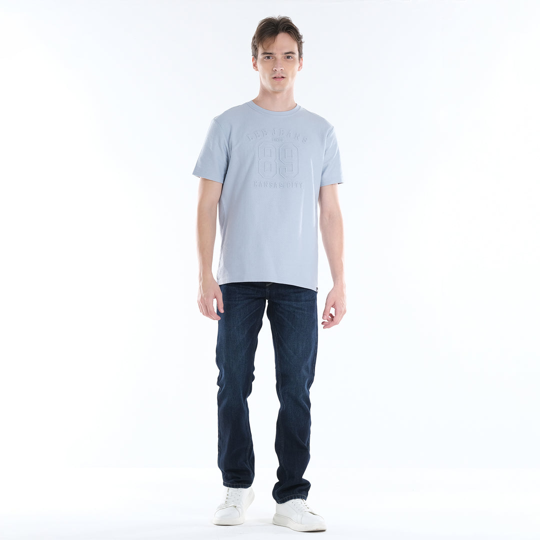 LEE MENS ROUND NECK ZIGZAG TEXTURED FABRIC WITH EMBOSSED PRINT