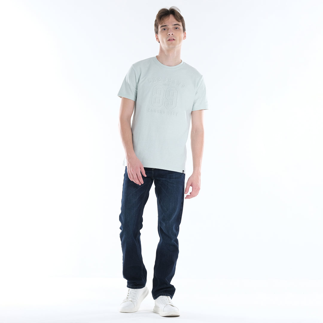 LEE MENS ROUND NECK ZIGZAG TEXTURED FABRIC WITH EMBOSSED PRINT