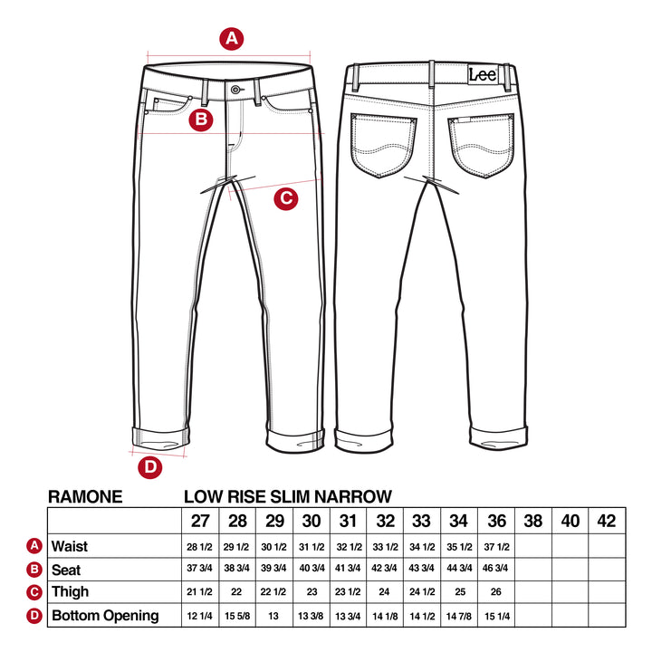 Lee Mens Denim Pants Ramone Fit–Slim Narrow in Vintage Worn