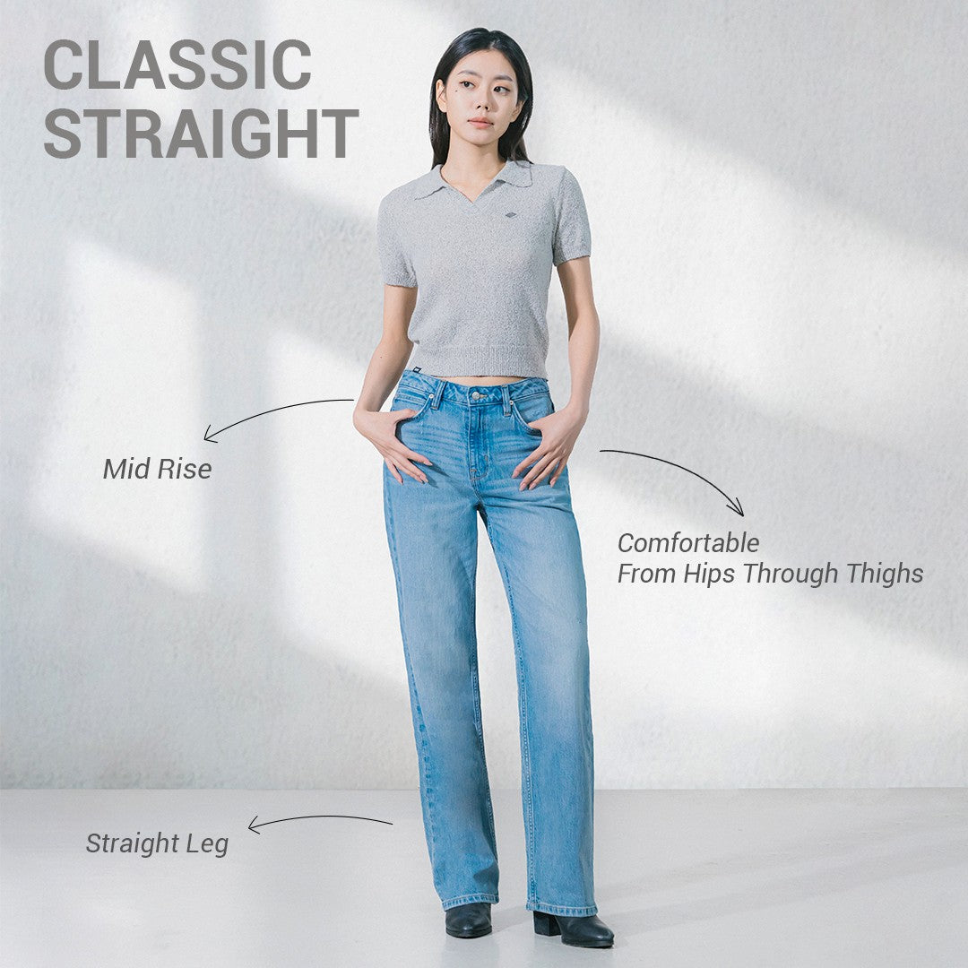 Lee Ladies Classic Straight Denim Jeans in Mid Light Shade