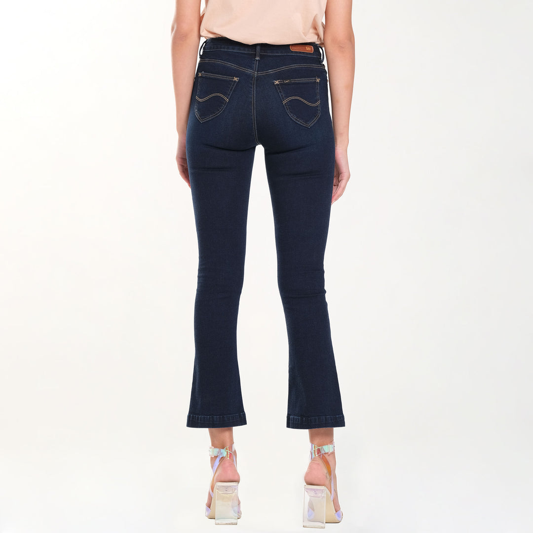 WOMENS FLARE DENIM JEANS IN BLUE PASSION
