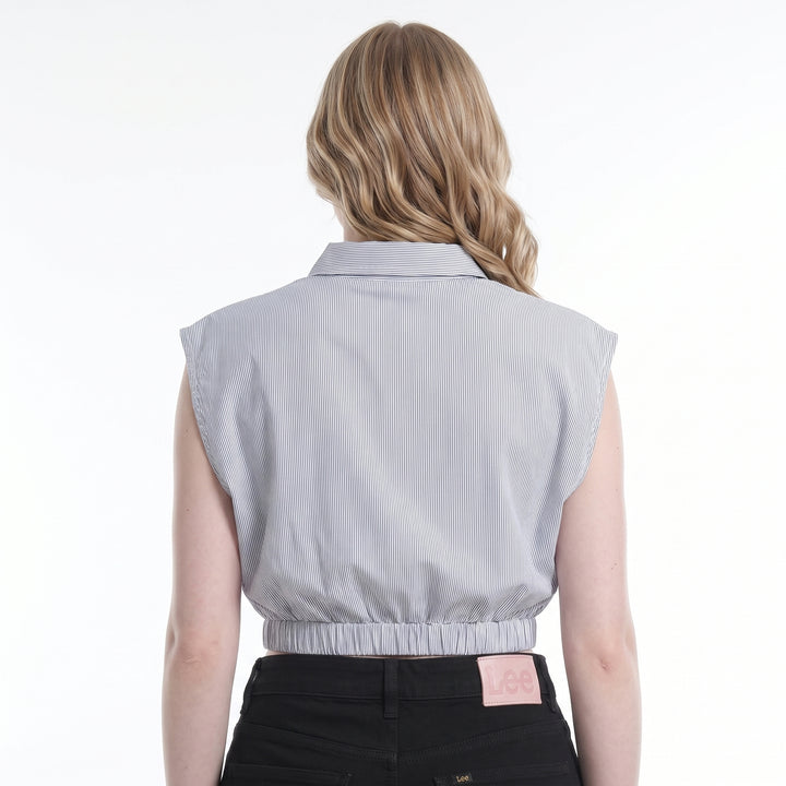 LADIES STRIPES SLEEVELESS POLO