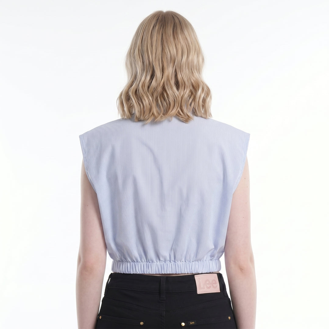 LADIES STRIPES SLEEVELESS POLO