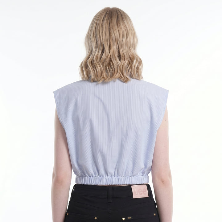 LADIES STRIPES SLEEVELESS POLO