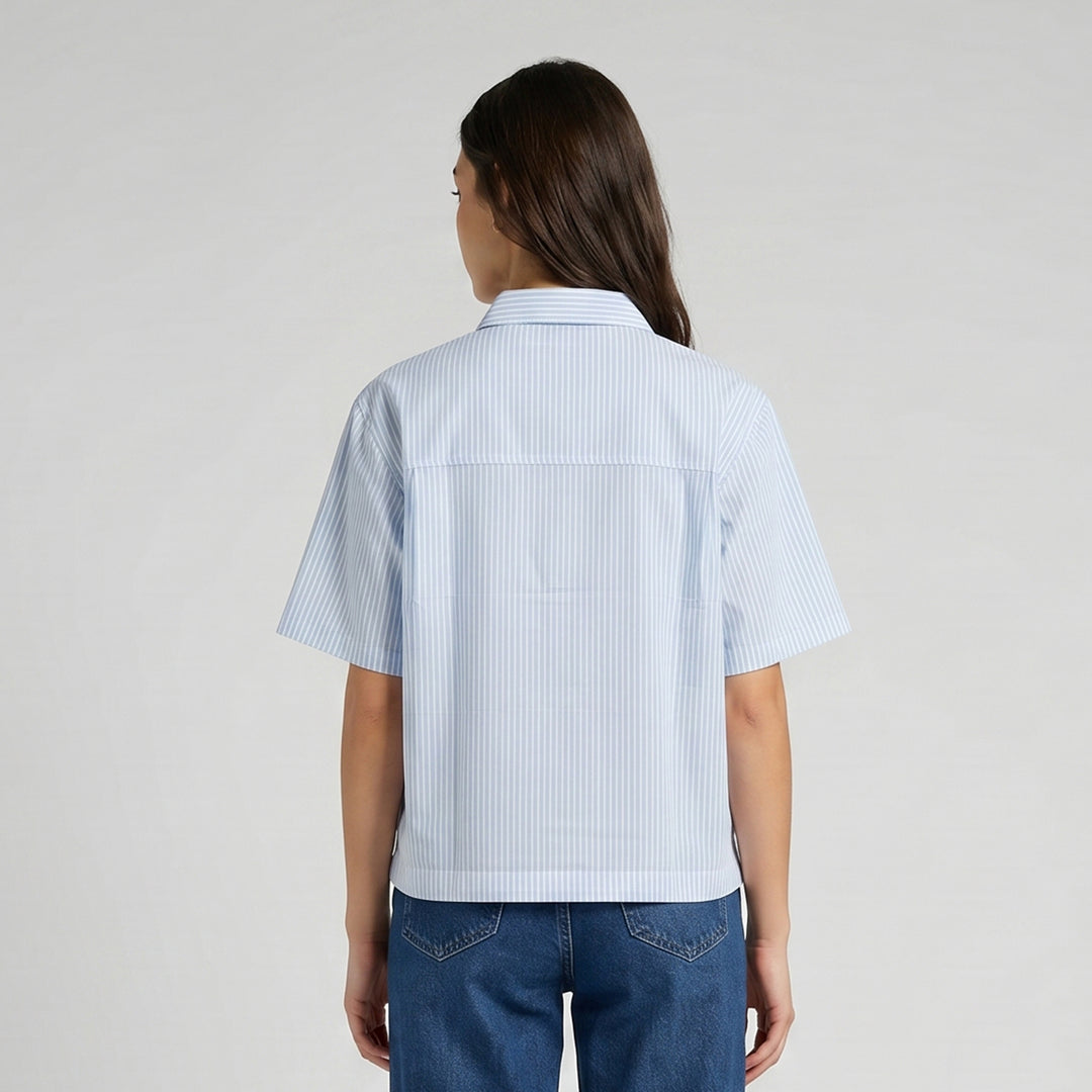 LEE LADIES STRIPES LOOSE BUTTON DOWN POLO