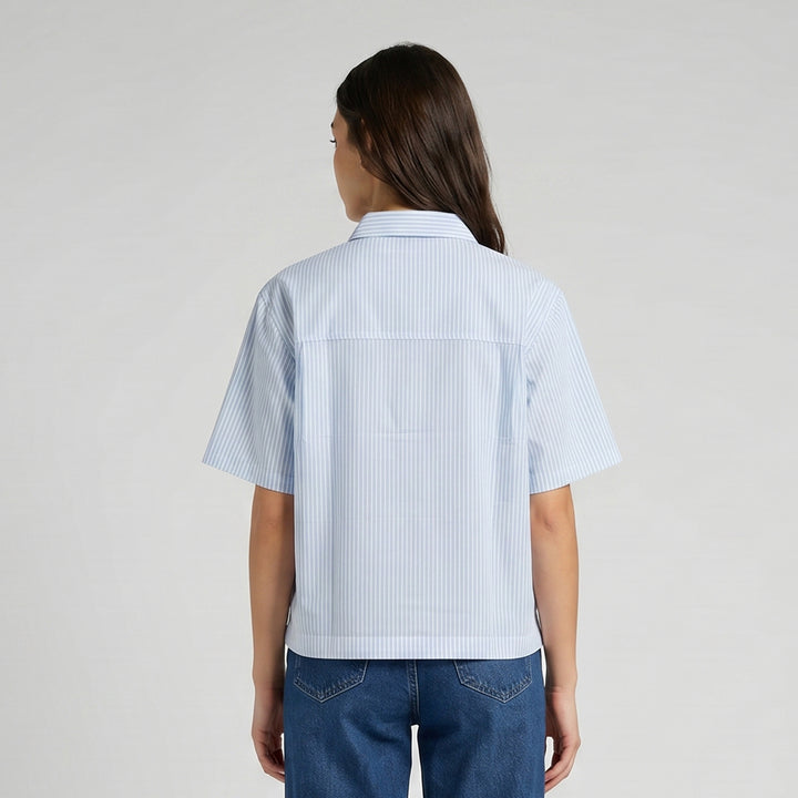 LEE LADIES STRIPES LOOSE BUTTON DOWN POLO