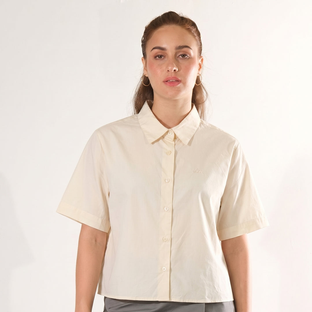 LEE LADIES BUTTOWN POLO WITH SMALL LOGO SCRIPT