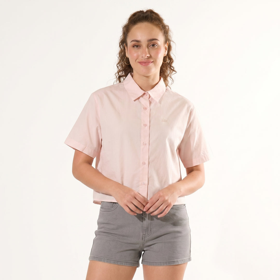 LEE LADIES BUTTOWN POLO WITH SMALL LOGO SCRIPT