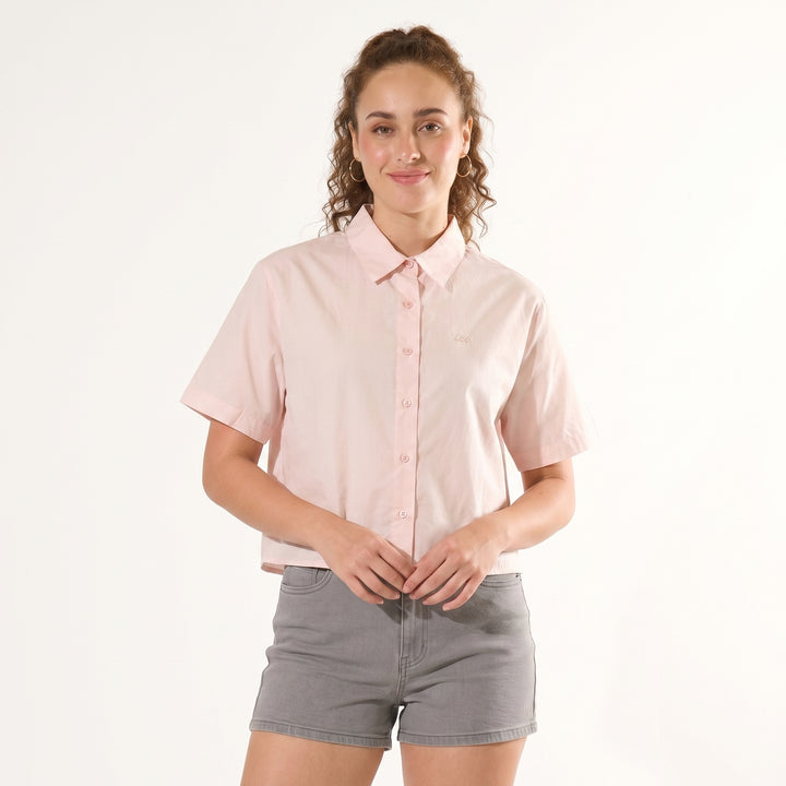 LEE LADIES BUTTOWN POLO WITH SMALL LOGO SCRIPT