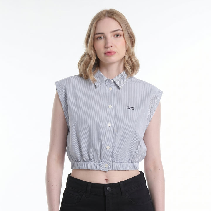 LADIES STRIPES SLEEVELESS POLO