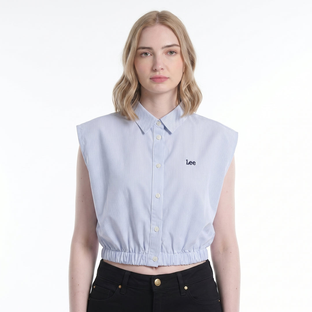 LADIES STRIPES SLEEVELESS POLO