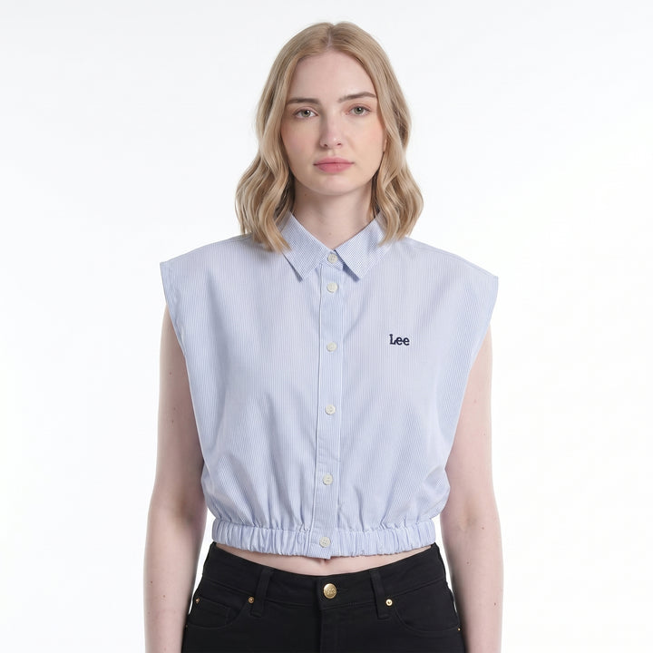 LADIES STRIPES SLEEVELESS POLO