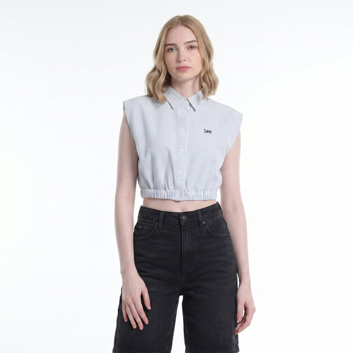LADIES STRIPES SLEEVELESS POLO
