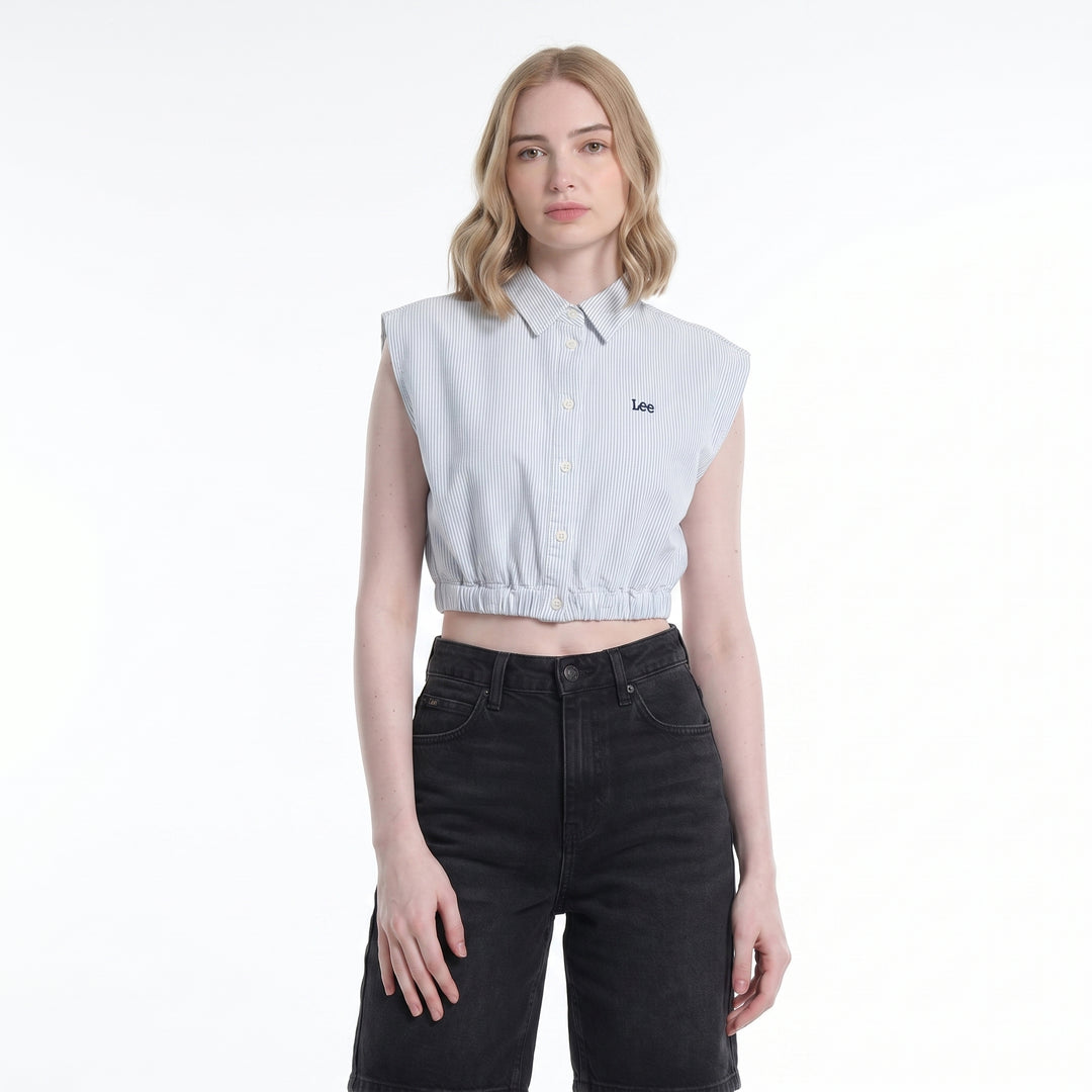 LADIES STRIPES SLEEVELESS POLO