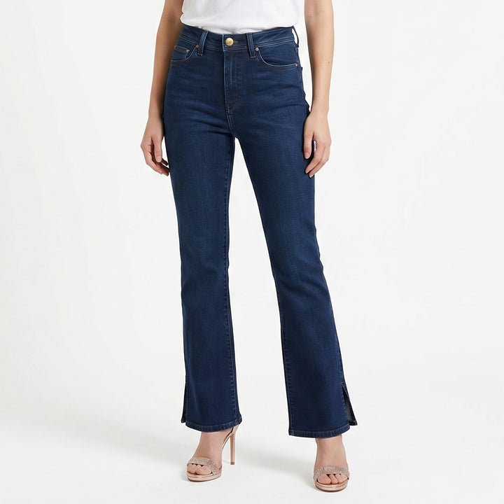 LEE LADIES FLARED DENIM JEANS WITH SLIT HEM