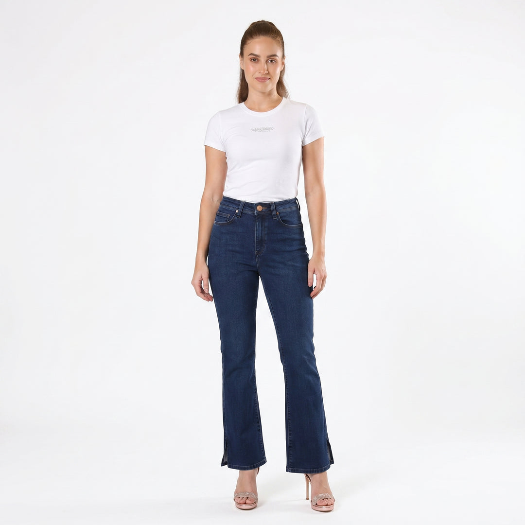 LEE LADIES FLARED DENIM JEANS WITH SLIT HEM