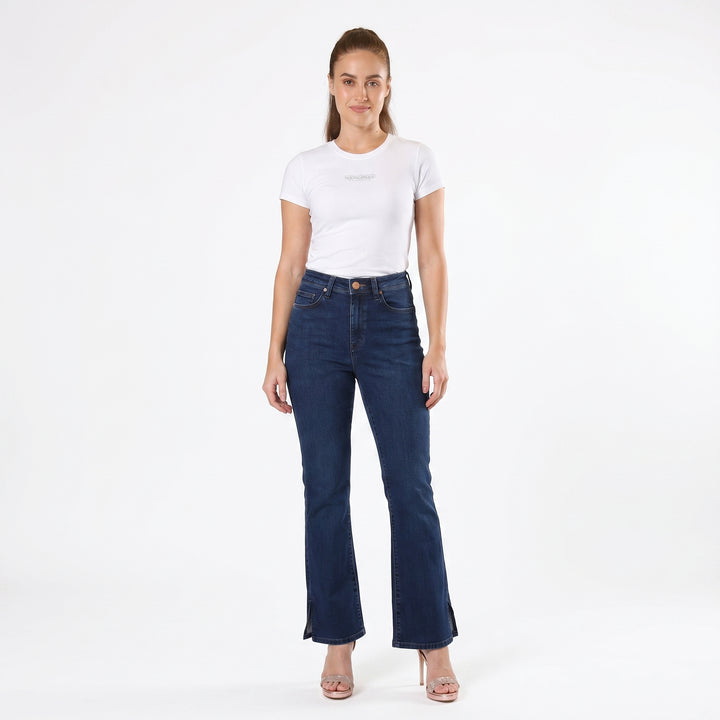 LEE LADIES FLARED DENIM JEANS WITH SLIT HEM