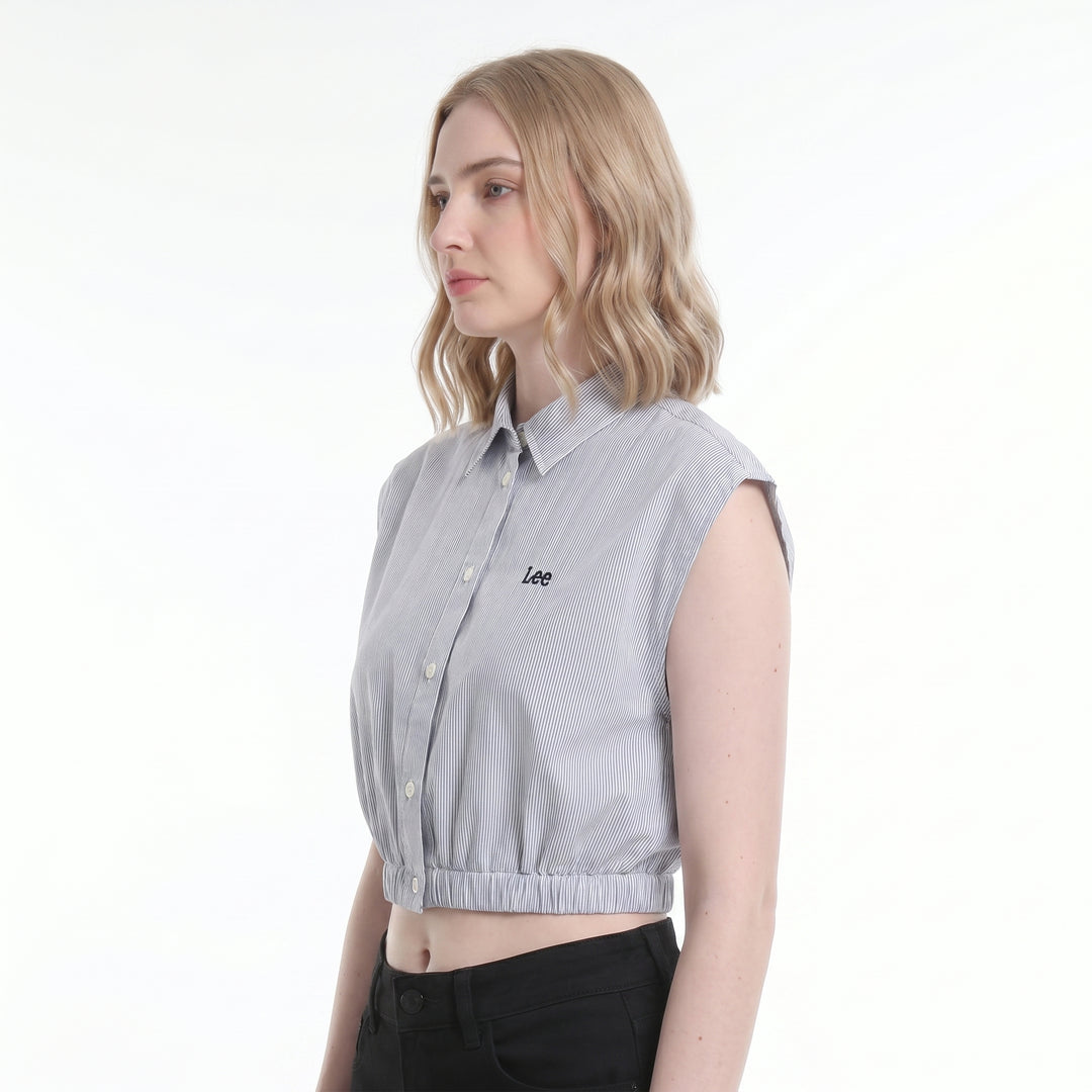 LADIES STRIPES SLEEVELESS POLO