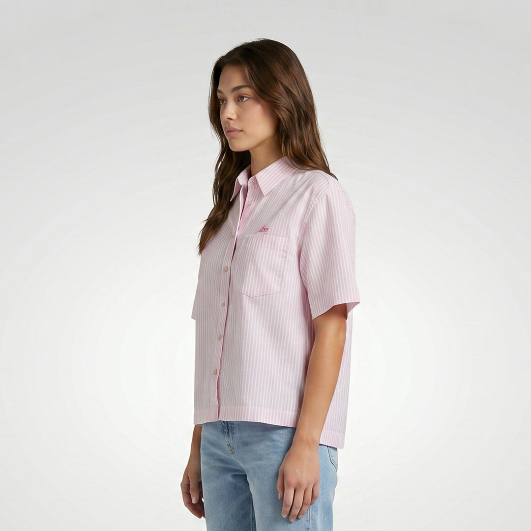 LEE LADIES STRIPES LOOSE BUTTON DOWN POLO