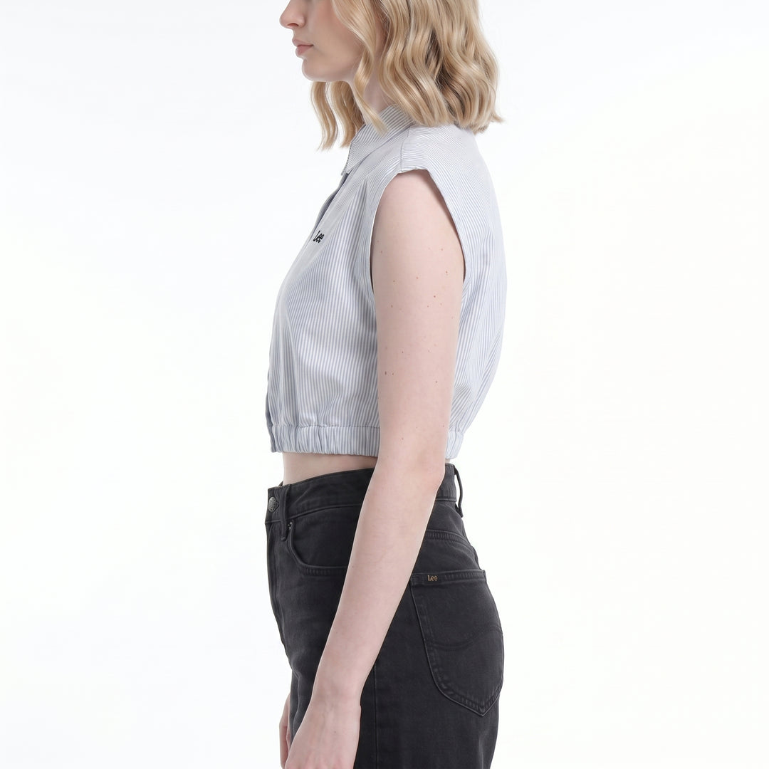 LADIES STRIPES SLEEVELESS POLO
