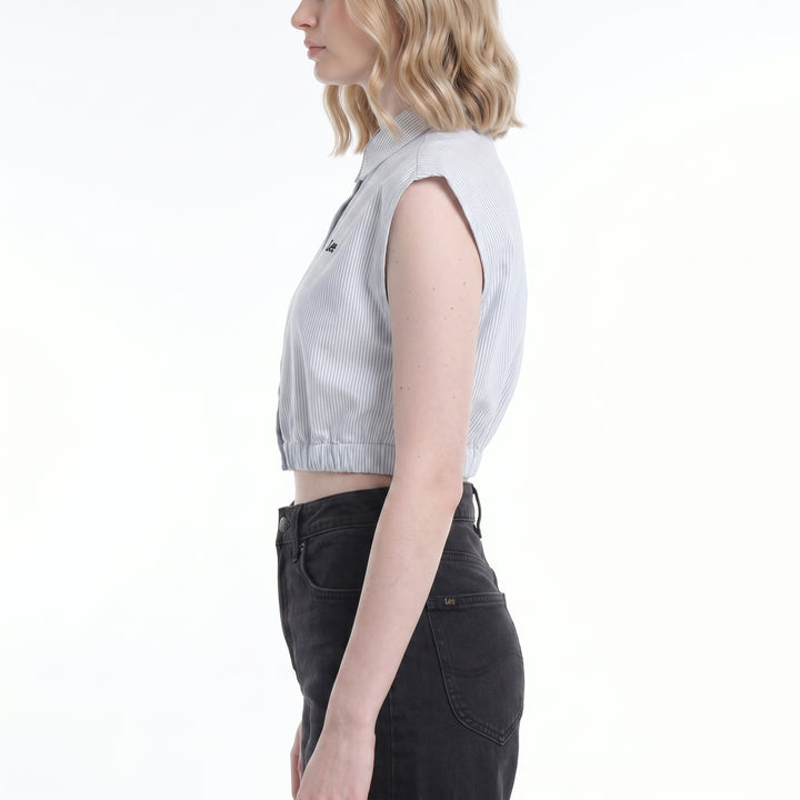 LADIES STRIPES SLEEVELESS POLO