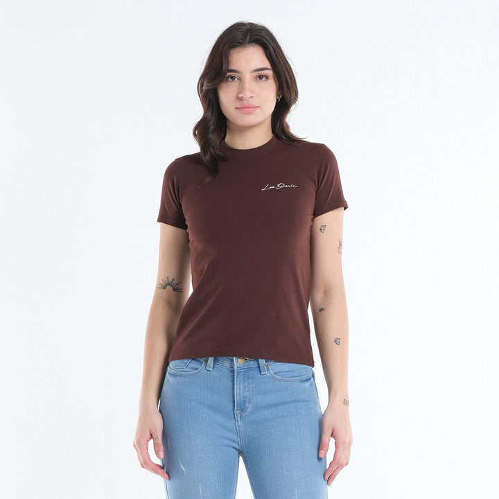 LEE LADIES HIGH-NECK SCRIPT LOGO TEE