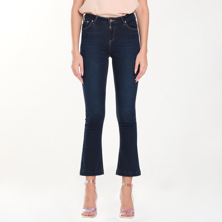 WOMENS FLARE DENIM JEANS IN BLUE PASSION