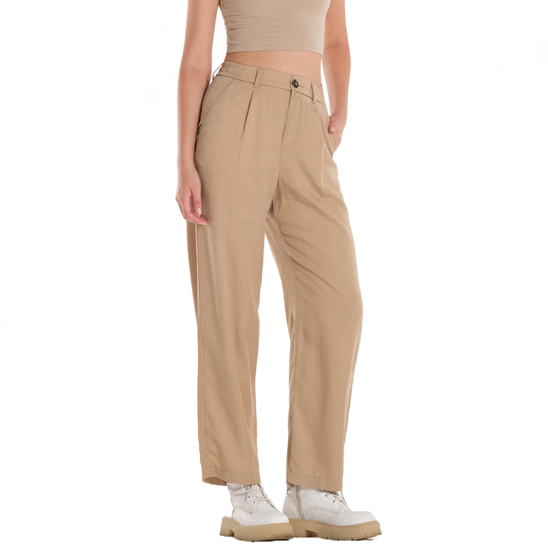 WOMENS WIDE LEG COLORED PANTS IN DARK CHAMOIS