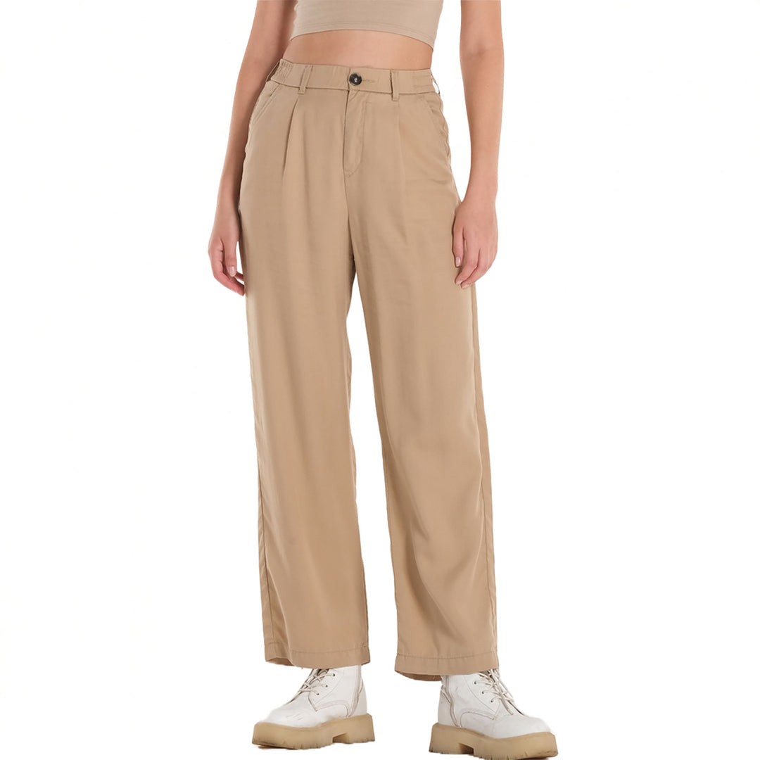 WOMENS WIDE LEG COLORED PANTS IN DARK CHAMOIS