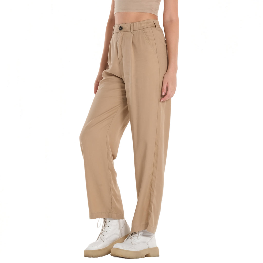 WOMENS WIDE LEG COLORED PANTS IN DARK CHAMOIS