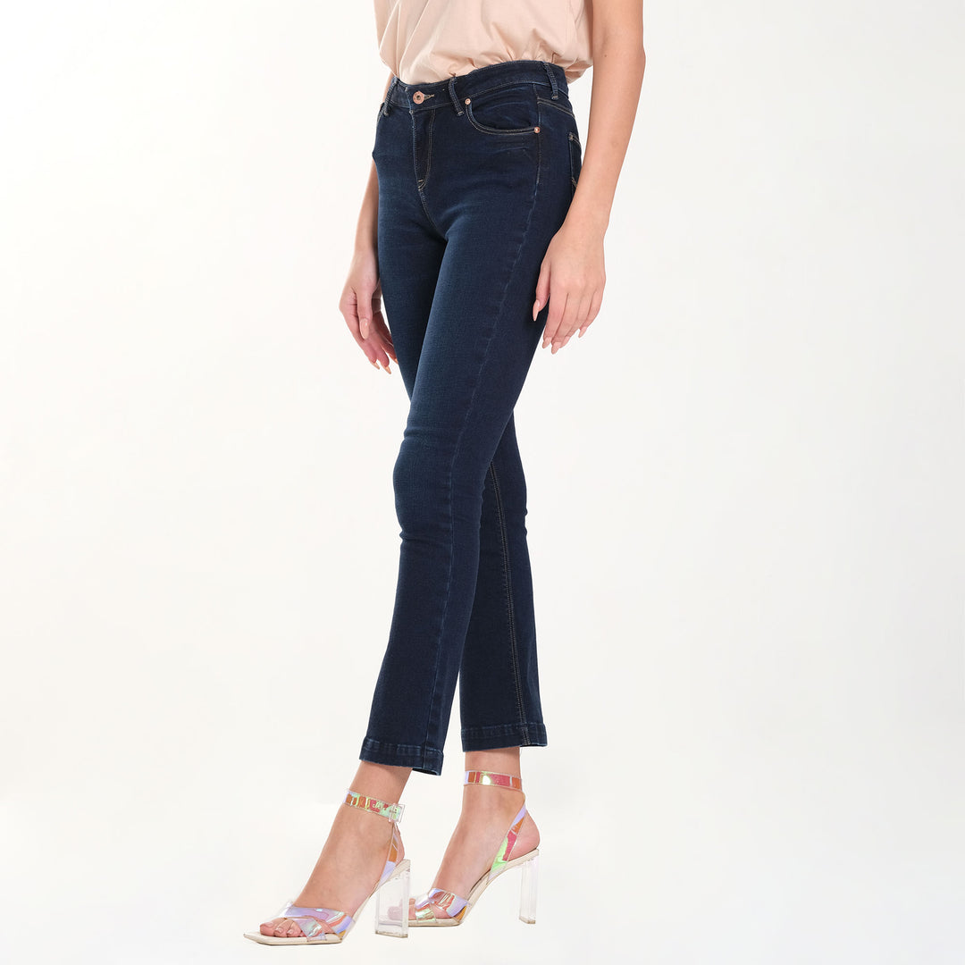 WOMENS FLARE DENIM JEANS IN BLUE PASSION