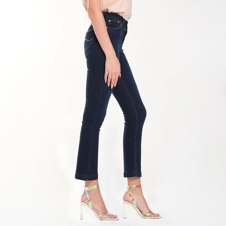 WOMENS FLARE DENIM JEANS IN BLUE PASSION