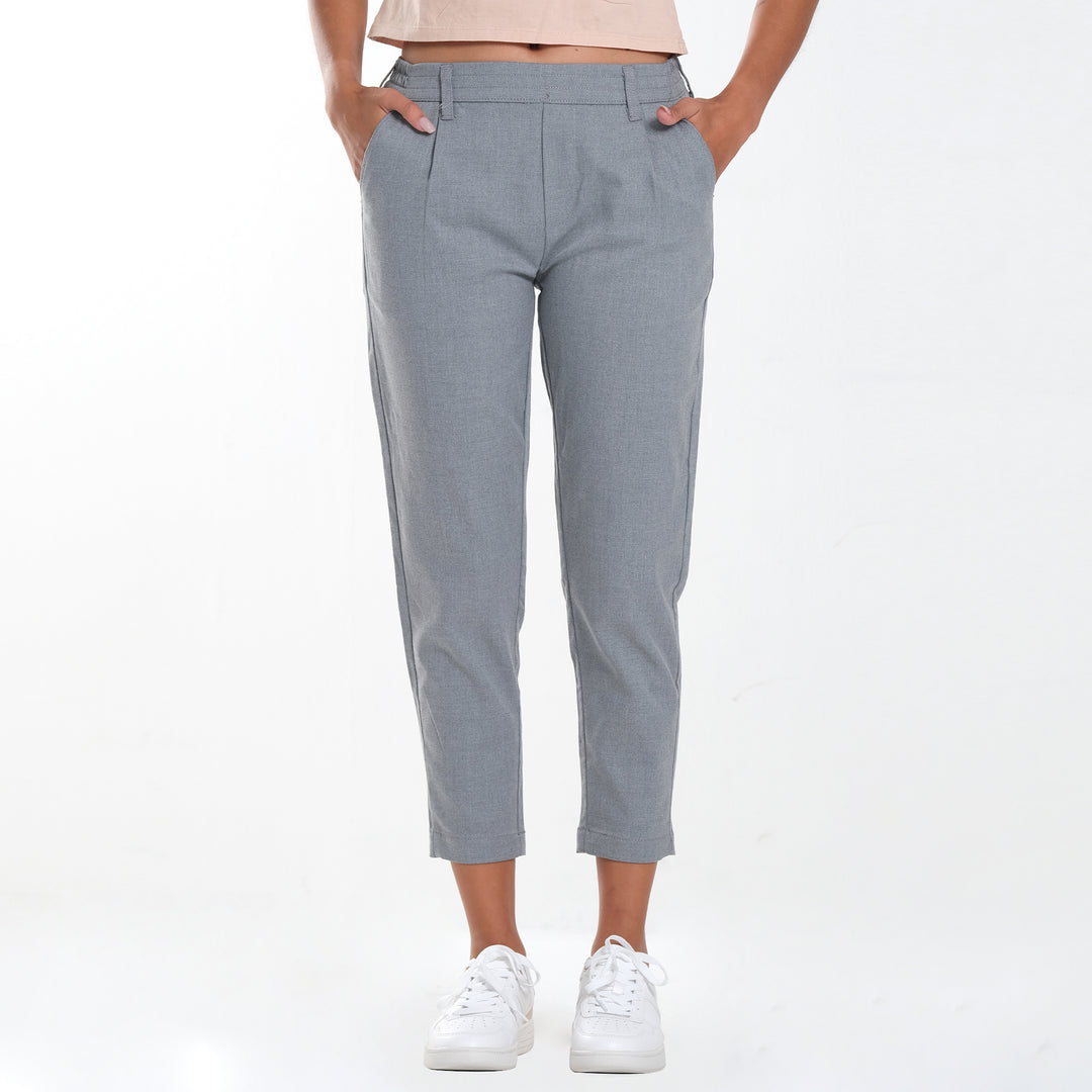 WOMENS STRETCH RAYON TROUSERS IN  GRAY